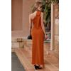imagePRETTYGARDEN Womens Summer One Shoulder Long Formal Dresses Sleeveless Ruched Bodycon Wedding Guest Slit Maxi DressBrown
