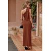 imagePRETTYGARDEN Womens Summer One Shoulder Long Formal Dresses Sleeveless Ruched Bodycon Wedding Guest Slit Maxi DressCoffee
