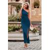 imagePRETTYGARDEN Womens Summer One Shoulder Long Formal Dresses Sleeveless Ruched Bodycon Wedding Guest Slit Maxi DressDark Blue