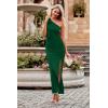 imagePRETTYGARDEN Womens Summer One Shoulder Long Formal Dresses Sleeveless Ruched Bodycon Wedding Guest Slit Maxi DressDark Green