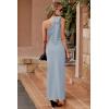 imagePRETTYGARDEN Womens Summer One Shoulder Long Formal Dresses Sleeveless Ruched Bodycon Wedding Guest Slit Maxi DressGrey Blue