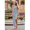 imagePRETTYGARDEN Womens Summer One Shoulder Long Formal Dresses Sleeveless Ruched Bodycon Wedding Guest Slit Maxi DressGrey Blue