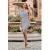 imagePRETTYGARDEN Womens Summer One Shoulder Long Formal Dresses Sleeveless Ruched Bodycon Wedding Guest Slit Maxi DressGrey Blue