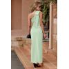 imagePRETTYGARDEN Womens Summer One Shoulder Long Formal Dresses Sleeveless Ruched Bodycon Wedding Guest Slit Maxi DressLight Green
