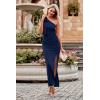 imagePRETTYGARDEN Womens Summer One Shoulder Long Formal Dresses Sleeveless Ruched Bodycon Wedding Guest Slit Maxi DressNavy