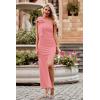 imagePRETTYGARDEN Womens Summer One Shoulder Long Formal Dresses Sleeveless Ruched Bodycon Wedding Guest Slit Maxi DressNude Pink