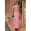 imagePRETTYGARDEN Womens Summer One Shoulder Long Formal Dresses Sleeveless Ruched Bodycon Wedding Guest Slit Maxi DressNude Pink