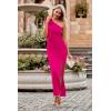 imagePRETTYGARDEN Womens Summer One Shoulder Long Formal Dresses Sleeveless Ruched Bodycon Wedding Guest Slit Maxi DressRose Red