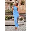 imagePRETTYGARDEN Womens Summer One Shoulder Long Formal Dresses Sleeveless Ruched Bodycon Wedding Guest Slit Maxi DressSky Blue