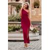 imagePRETTYGARDEN Womens Summer One Shoulder Long Formal Dresses Sleeveless Ruched Bodycon Wedding Guest Slit Maxi DressWine Red