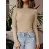 imagePRETTYGARDEN Womens Turtleneck Long Sleeve Shirts 2025 Fall Basic Tees Ribbed Fitted Tops Thermal Layering Knit Top ClothesApricot