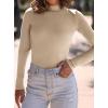 imagePRETTYGARDEN Womens Turtleneck Long Sleeve Shirts 2025 Fall Basic Tees Ribbed Fitted Tops Thermal Layering Knit Top ClothesApricot