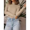 imagePRETTYGARDEN Womens Turtleneck Long Sleeve Shirts 2025 Fall Basic Tees Ribbed Fitted Tops Thermal Layering Knit Top ClothesApricot