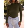 imagePRETTYGARDEN Womens Turtleneck Long Sleeve Shirts 2025 Fall Basic Tees Ribbed Fitted Tops Thermal Layering Knit Top ClothesArmy Green