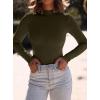 imagePRETTYGARDEN Womens Turtleneck Long Sleeve Shirts 2025 Fall Basic Tees Ribbed Fitted Tops Thermal Layering Knit Top ClothesArmy Green