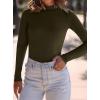 imagePRETTYGARDEN Womens Turtleneck Long Sleeve Shirts 2025 Fall Basic Tees Ribbed Fitted Tops Thermal Layering Knit Top ClothesArmy Green
