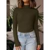 imagePRETTYGARDEN Womens Turtleneck Long Sleeve Shirts 2025 Fall Basic Tees Ribbed Fitted Tops Thermal Layering Knit Top ClothesArmy Green