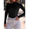 imagePRETTYGARDEN Womens Turtleneck Long Sleeve Shirts 2025 Fall Basic Tees Ribbed Fitted Tops Thermal Layering Knit Top ClothesBlack