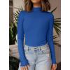 imagePRETTYGARDEN Womens Turtleneck Long Sleeve Shirts 2025 Fall Basic Tees Ribbed Fitted Tops Thermal Layering Knit Top ClothesBlue
