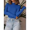 imagePRETTYGARDEN Womens Turtleneck Long Sleeve Shirts 2025 Fall Basic Tees Ribbed Fitted Tops Thermal Layering Knit Top ClothesBlue