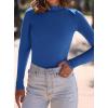 imagePRETTYGARDEN Womens Turtleneck Long Sleeve Shirts 2025 Fall Basic Tees Ribbed Fitted Tops Thermal Layering Knit Top ClothesBlue