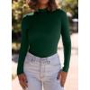 imagePRETTYGARDEN Womens Turtleneck Long Sleeve Shirts 2025 Fall Basic Tees Ribbed Fitted Tops Thermal Layering Knit Top ClothesDark Green