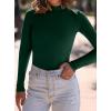 imagePRETTYGARDEN Womens Turtleneck Long Sleeve Shirts 2025 Fall Basic Tees Ribbed Fitted Tops Thermal Layering Knit Top ClothesDark Green