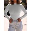 imagePRETTYGARDEN Womens Turtleneck Long Sleeve Shirts 2025 Fall Basic Tees Ribbed Fitted Tops Thermal Layering Knit Top ClothesGrey