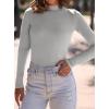 imagePRETTYGARDEN Womens Turtleneck Long Sleeve Shirts 2025 Fall Basic Tees Ribbed Fitted Tops Thermal Layering Knit Top ClothesGrey