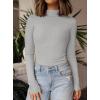 imagePRETTYGARDEN Womens Turtleneck Long Sleeve Shirts 2025 Fall Basic Tees Ribbed Fitted Tops Thermal Layering Knit Top ClothesGrey