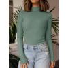 imagePRETTYGARDEN Womens Turtleneck Long Sleeve Shirts 2025 Fall Basic Tees Ribbed Fitted Tops Thermal Layering Knit Top ClothesGrey Green