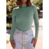 imagePRETTYGARDEN Womens Turtleneck Long Sleeve Shirts 2025 Fall Basic Tees Ribbed Fitted Tops Thermal Layering Knit Top ClothesGrey Green