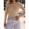 imagePRETTYGARDEN Womens Turtleneck Long Sleeve Shirts 2025 Fall Basic Tees Ribbed Fitted Tops Thermal Layering Knit Top ClothesKhaki