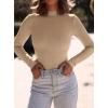imagePRETTYGARDEN Womens Turtleneck Long Sleeve Shirts 2025 Fall Basic Tees Ribbed Fitted Tops Thermal Layering Knit Top ClothesKhaki