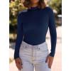 imagePRETTYGARDEN Womens Turtleneck Long Sleeve Shirts 2025 Fall Basic Tees Ribbed Fitted Tops Thermal Layering Knit Top ClothesNavy