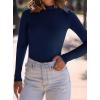imagePRETTYGARDEN Womens Turtleneck Long Sleeve Shirts 2025 Fall Basic Tees Ribbed Fitted Tops Thermal Layering Knit Top ClothesNavy