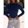 imagePRETTYGARDEN Womens Turtleneck Long Sleeve Shirts 2025 Fall Basic Tees Ribbed Fitted Tops Thermal Layering Knit Top ClothesNavy