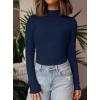 imagePRETTYGARDEN Womens Turtleneck Long Sleeve Shirts 2025 Fall Basic Tees Ribbed Fitted Tops Thermal Layering Knit Top ClothesNavy