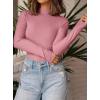 imagePRETTYGARDEN Womens Turtleneck Long Sleeve Shirts 2025 Fall Basic Tees Ribbed Fitted Tops Thermal Layering Knit Top ClothesPink