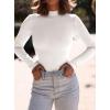 imagePRETTYGARDEN Womens Turtleneck Long Sleeve Shirts 2025 Fall Basic Tees Ribbed Fitted Tops Thermal Layering Knit Top ClothesWhite