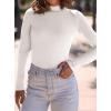 imagePRETTYGARDEN Womens Turtleneck Long Sleeve Shirts 2025 Fall Basic Tees Ribbed Fitted Tops Thermal Layering Knit Top ClothesWhite