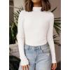 imagePRETTYGARDEN Womens Turtleneck Long Sleeve Shirts 2025 Fall Basic Tees Ribbed Fitted Tops Thermal Layering Knit Top ClothesWhite