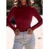imagePRETTYGARDEN Womens Turtleneck Long Sleeve Shirts 2025 Fall Basic Tees Ribbed Fitted Tops Thermal Layering Knit Top ClothesWine Red