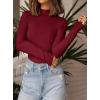 imagePRETTYGARDEN Womens Turtleneck Long Sleeve Shirts 2025 Fall Basic Tees Ribbed Fitted Tops Thermal Layering Knit Top ClothesWine Red