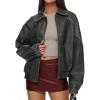 imagePRETTYGARDEN Faux Leather Jacket Women Bomber Motorcycle Zip Up Jackets Oversized Fall Fashion Outfits 2025 Winter CoatsGrey