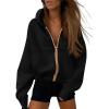 imagePRETTYGARDEN Hoodies for Women Sweatshirt Zip Up Hoodie Fall Fashion 2025 Trendy Long Sleeve Jackets Winter Clothing OutfitsBlack