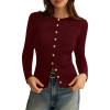 imagePRETTYGARDEN Womens 2025 Fall Cardigan Sweaters Lightweight Long Sleeve Button up Ribbed Knit Tops Winter Fashion ClothesBurgundy