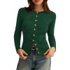 imagePRETTYGARDEN Womens 2025 Fall Cardigan Sweaters Lightweight Long Sleeve Button up Ribbed Knit Tops Winter Fashion ClothesDark Green