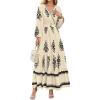 imagePRETTYGARDEN Womens 2025 Fall Wedding Guest Dresses Boho Floral Long Sleeve V Neck Flowy Elegant Maxi Dress Beach ClothesFloral Apricot Black