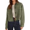 imagePRETTYGARDEN Womens Faux Suede Cropped Jacket Casual Lightweight Fall Fashion 2025 Winter Coats Outerwear Trendy ClothesArmy Green